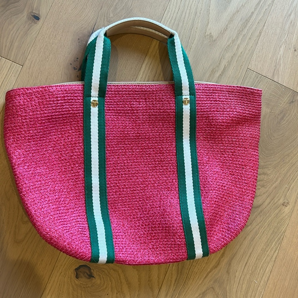 Pink straw TALBOTS summer tote bag